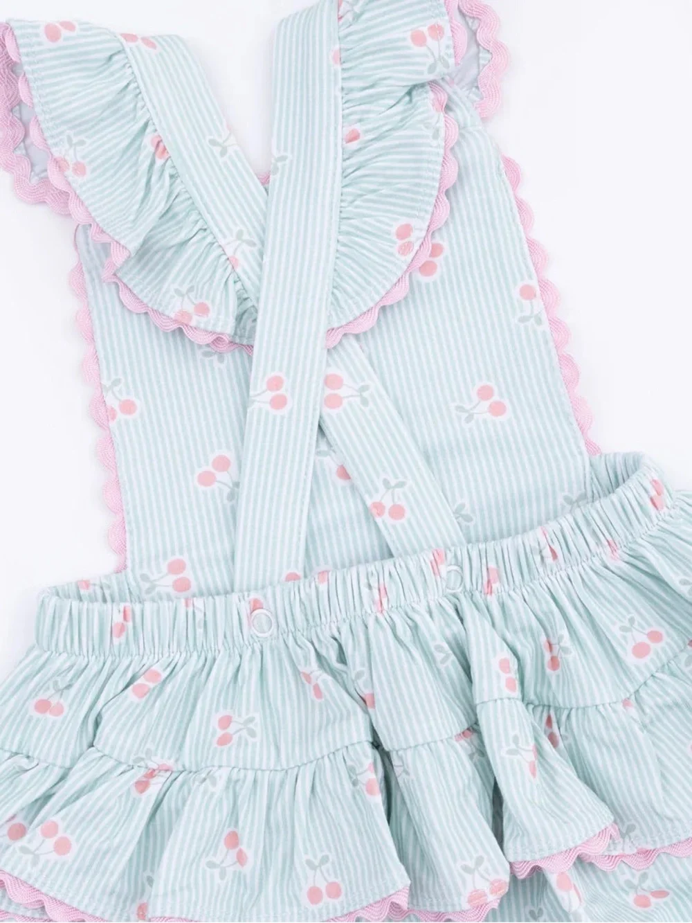 Angel Dear Tiny Cherry Stripe Ruffle Sunsuit Romper 0-3 3-6 6-12 12-18 18-24